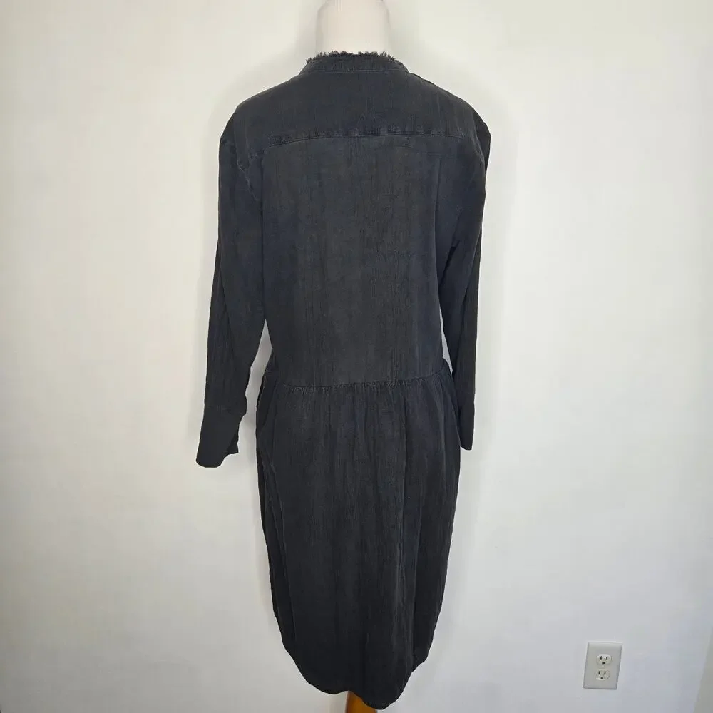 Standard James Perse Shirt Dress Gray Long Sleeve Cotton Casual Women Large - Picture 3 of 14